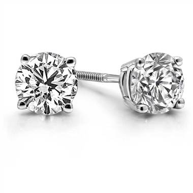 Prong Set Round Diamond Stud Earrings in Platinum