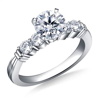 Prong Set with Tapered Shank Diamond Engagement Ring in 14K White Gold (1/2 cttw.)