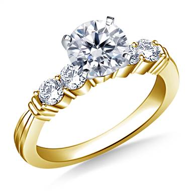 Prong Set with Tapered Shank Diamond Engagement Ring in 14K Yellow Gold (1/2 cttw.)