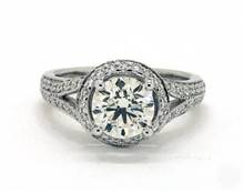 Recessed Halo Split Shank Pave Engagement Ring in 14K White Gold 2.20mm Width Band (Setting Price) | James Allen
