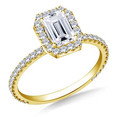 Rectangular Halo Engagement Ring in 14K Yellow Gold