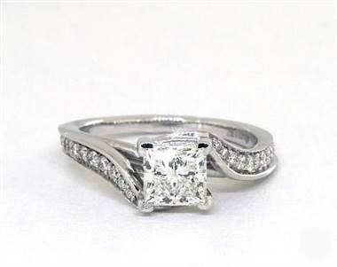 Regal Bypass Diamond Pave Engagement Ring in 14K White Gold 2.00mm Width Band (Setting Price)