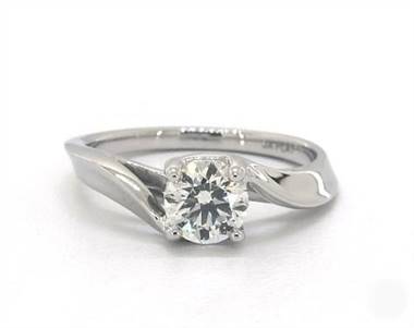 Regal Contoured Bypass Solitaire Engagement Ring in Platinum 4mm Width Band (Setting Price)