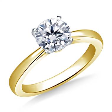 Reverse Tapered Solitaire Diamond Engagement Ring in 18K Yellow Gold (1.9 mm)