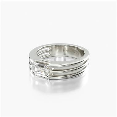 Ridged Dome Solitaire Engagement Ring in 14K White Gold 4.80mm Width Band (Setting Price)