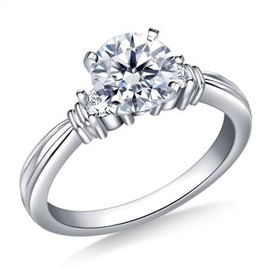 Ridged Shank Diamond Engagement Ring in Platinum (1/5 cttw.)