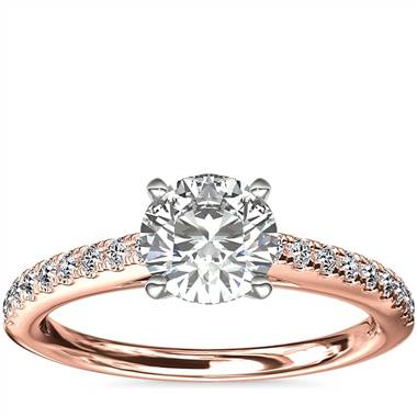 Riviera Cathedral Pave Diamond Engagement Ring in 14k Rose Gold (1/4 ctw.)