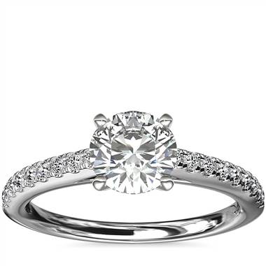 Riviera Cathedral Pave Diamond Engagement Ring in 14k White Gold (1/4 ctw.)