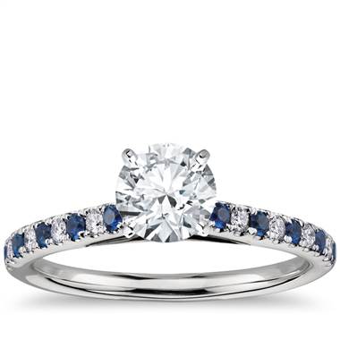Riviera Micropave Sapphire and Diamond Engagement Ring in Platinum