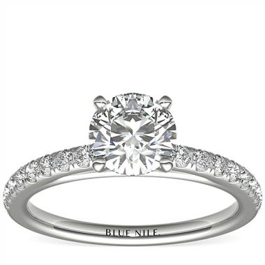 Riviera Mid-Cathedral Pave Diamond Engagement Ring in 14k White Gold (1/4 ct. tw.)