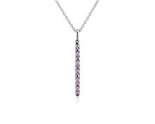 Riviera Pave Alternating Pink Sapphire and Diamond Vertical Bar Pendant Necklace In 14k White Gold (1.6mm) | Blue Nile