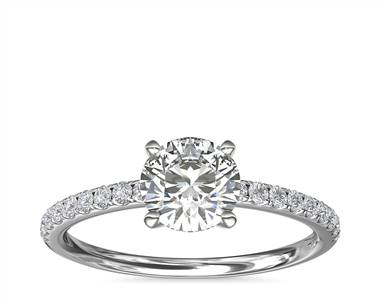 Riviera Pave Diamond Engagement Ring In Platinum (1/6 ct. tw.)