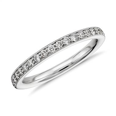 Riviera Pave Heirloom Diamond Ring in 14k White Gold (1/4 ct. tw.)