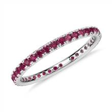 Riviera Pave Ruby Eternity Ring in 18k White Gold (1.5mm) | Blue Nile