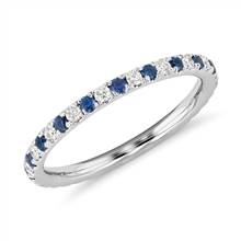 "Riviera Pave Sapphire and Diamond Eternity Ring in 14k White Gold (1.5mm)" | Blue Nile