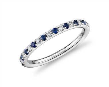 Riviera Pave Sapphire and Diamond Ring In Platinum (1.5mm)