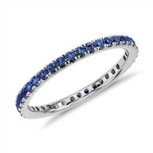 Riviera Pave Sapphire Eternity Ring in 18k White Gold (1.5mm) | Blue Nile