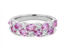 Romantic Double Row Pear Pink Sapphire and Diamond Ring In Platinum | Blue Nile