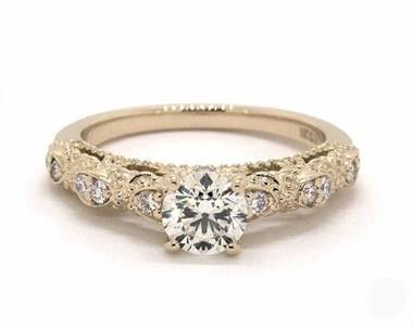 Romantic Embellished Vintage Engagement Ring in 14K Yellow Gold 3.50mm Width Band (Setting Price)