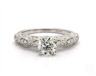 Romantic Embellished Vintage Engagement Ring in Platinum 3.50mm Width Band (Setting Price)
