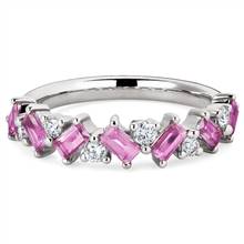Romantic Emerald Pink Sapphire and Diamond Ring in Platinum | Blue Nile