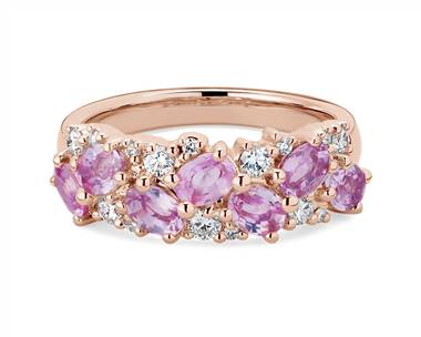 Romantic Oval Pink Sapphire and Diamond Ring In 14k Rose Gold