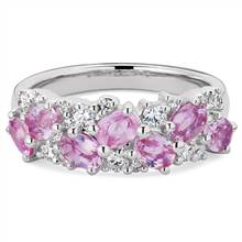 Romantic Oval Pink Sapphire and Diamond Ring in 14k White Gold | Blue Nile