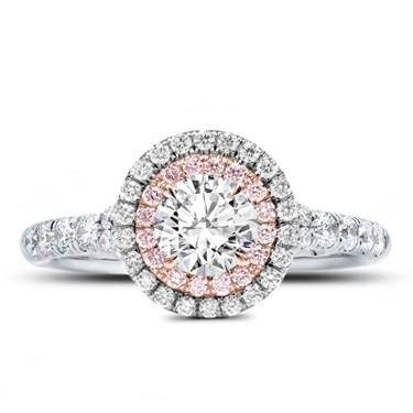 Rose and White Double Halo Engagement Setting
