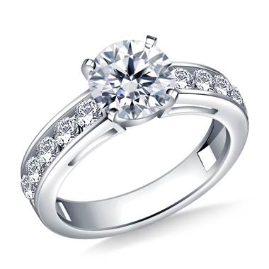 Round Diamond Engagement Ring in 18K White Gold (3/4 cttw.)