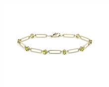 Round Peridot Paperclip Bracelet In 14k Yellow Gold | Blue Nile
