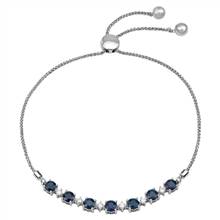 "Round Sapphire and Diamond Bolo Bracelet in 14k White Gold (4mm)" | Blue Nile