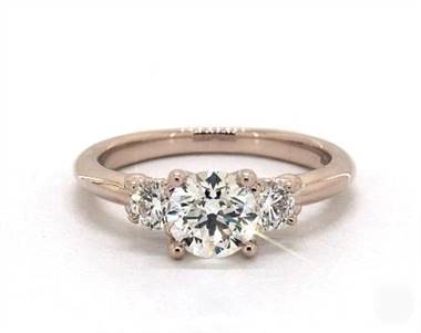Royal Floral Scroll Three-Stone Engagement Ring in 14K Rose Gold 2.70mm Width Band (Setting Price)