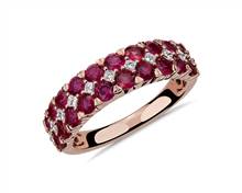 Ruby and Diamond Double Row Ring In 14k Rose Gold | Blue Nile