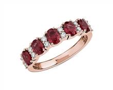 Ruby and Diamond Five-Stone Ring In 14k Rose Gold | Blue Nile