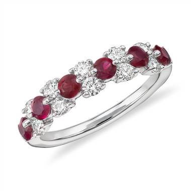Ruby and Diamond Garland Ring in 18k White Gold (1/2 ct. tw.)