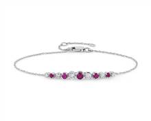 Ruby and Diamond Graduated Curve Bracelet In 14k White Gold | Blue Nile