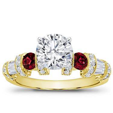 Ruby, Baguette, and Pave Setting
