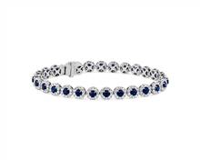 Sapphire and Diamond Halo Bracelet In 14k White Gold | Blue Nile