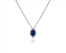 Sapphire and Diamond Pendant Necklace In 14k White Gold | Blue Nile