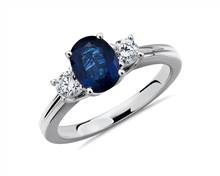 Sapphire and Diamond Ring In 18k White Gold (8X6mm) | Blue Nile