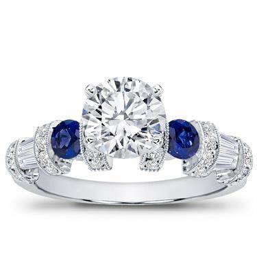 Sapphire, Baguette, and Pave Setting