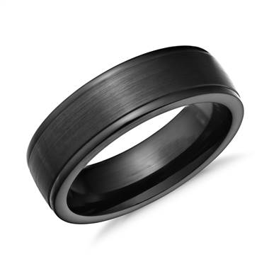 "Satin Finish Wedding Ring in Blackened Cobalt (7mm)"