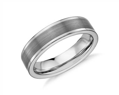 Satin Finish Wedding Ring In Gray Tungsten Carbide (6mm)
