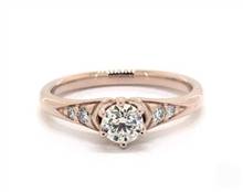 Scalloped 6-Prong Tapered Pave Engagement Ring in 14K Rose Gold 4mm Width Band (Setting Price) | James Allen