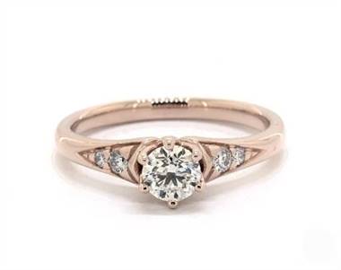 Scalloped 6-Prong Tapered Pave Engagement Ring in 14K Rose Gold 4mm Width Band (Setting Price)