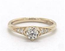 Scalloped 6-Prong Tapered Pave Engagement Ring in 14K Yellow Gold 4mm Width Band (Setting Price) | James Allen