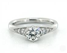 Scalloped 6-Prong Tapered Pave Engagement Ring in 18K White Gold 4mm Width Band (Setting Price) | James Allen