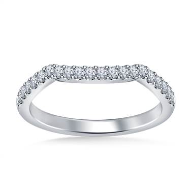 Scuplted Diamond Wedding Band Petite Design in 18K White Gold (1/4 cttw.)