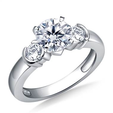 Semi Bezel Set diamond Engagement Ring in 14K White Gold (3/8 cttw.)