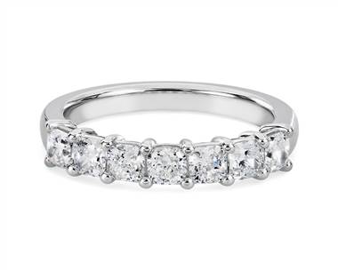 Seven Stone Cushion Diamond Ring In 14k White Gold (1 ct. tw